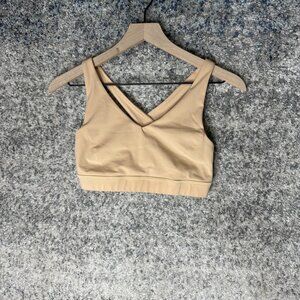 Lululemon Sports Bra Womens 8‎ Beige Crossback V Neck Athletic Yoga LW2DM0S